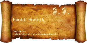 Honti Henrik névjegykártya